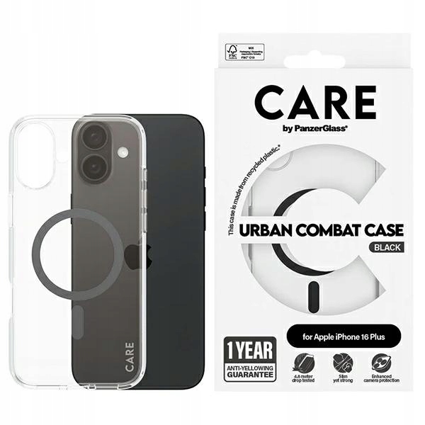Pouzdro Care by PanzerGlass Flagship Case pro iPhone 16 Plus 6,7", černá/černá, M