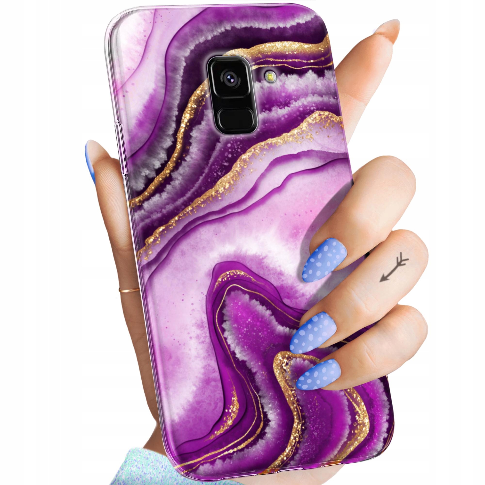 Etui Do Samsung Galaxy A5/A8 2018 Różowy Marmur Purpura Róż Marmur
