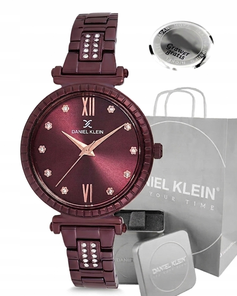 Elegantní dámské hodinky Daniel Klein Floria fialové S Gravírováním