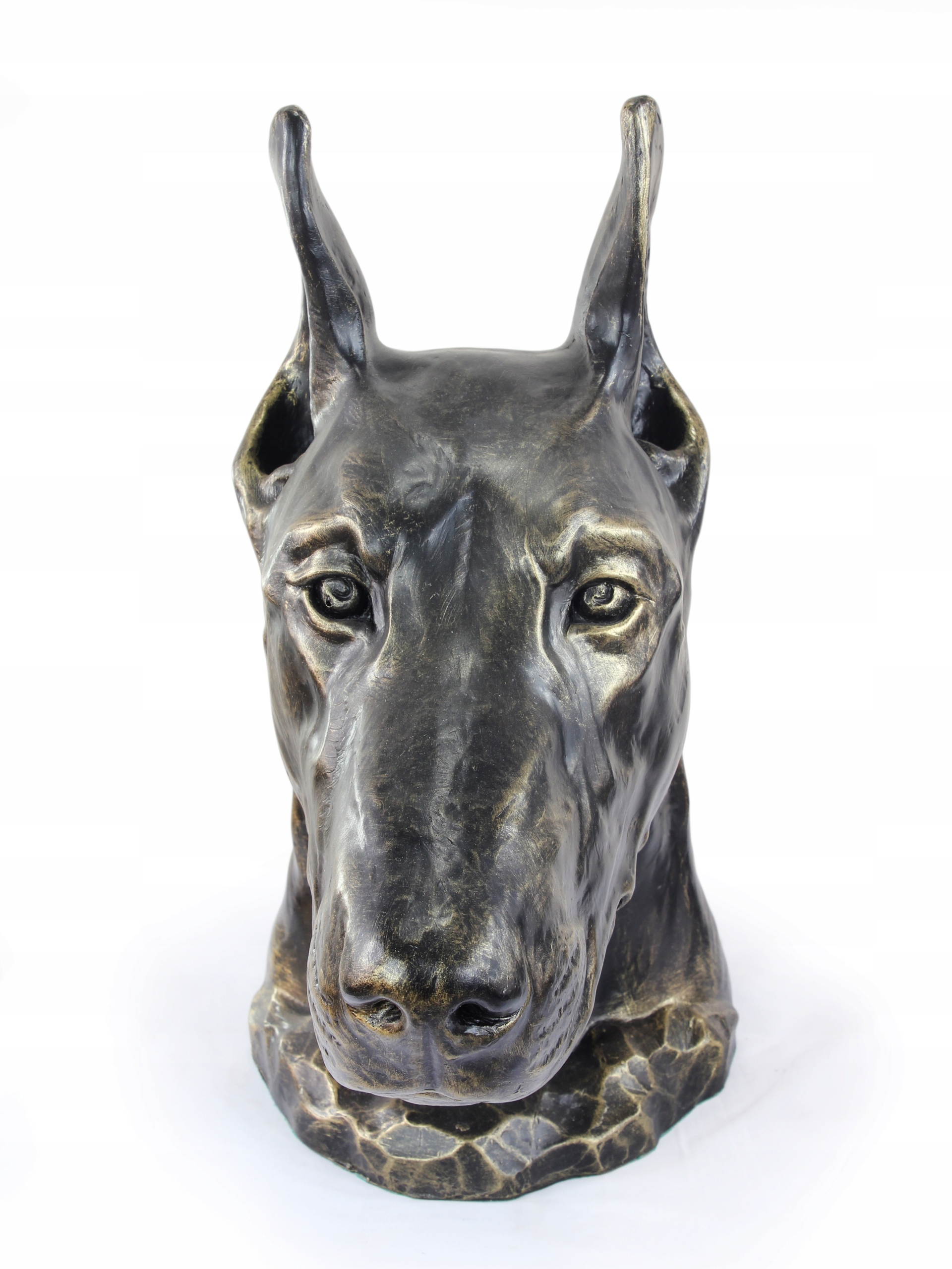 Doberman veľká hlava psa, socha, socha do interiéru domu, hotela a záhrady