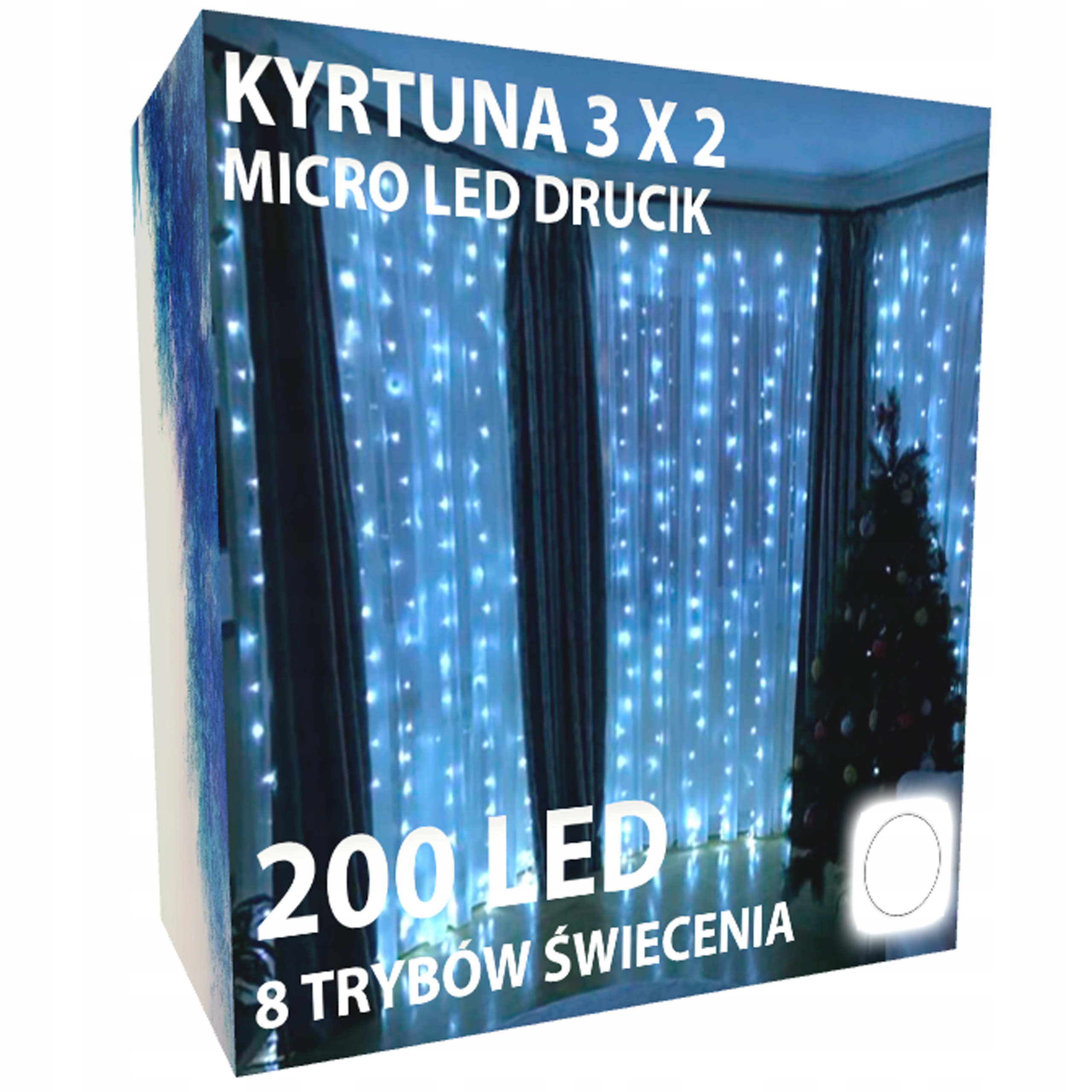 

Kurtyna Mikro Led 3 X 2 Drucik Pilot Lampki Zimny