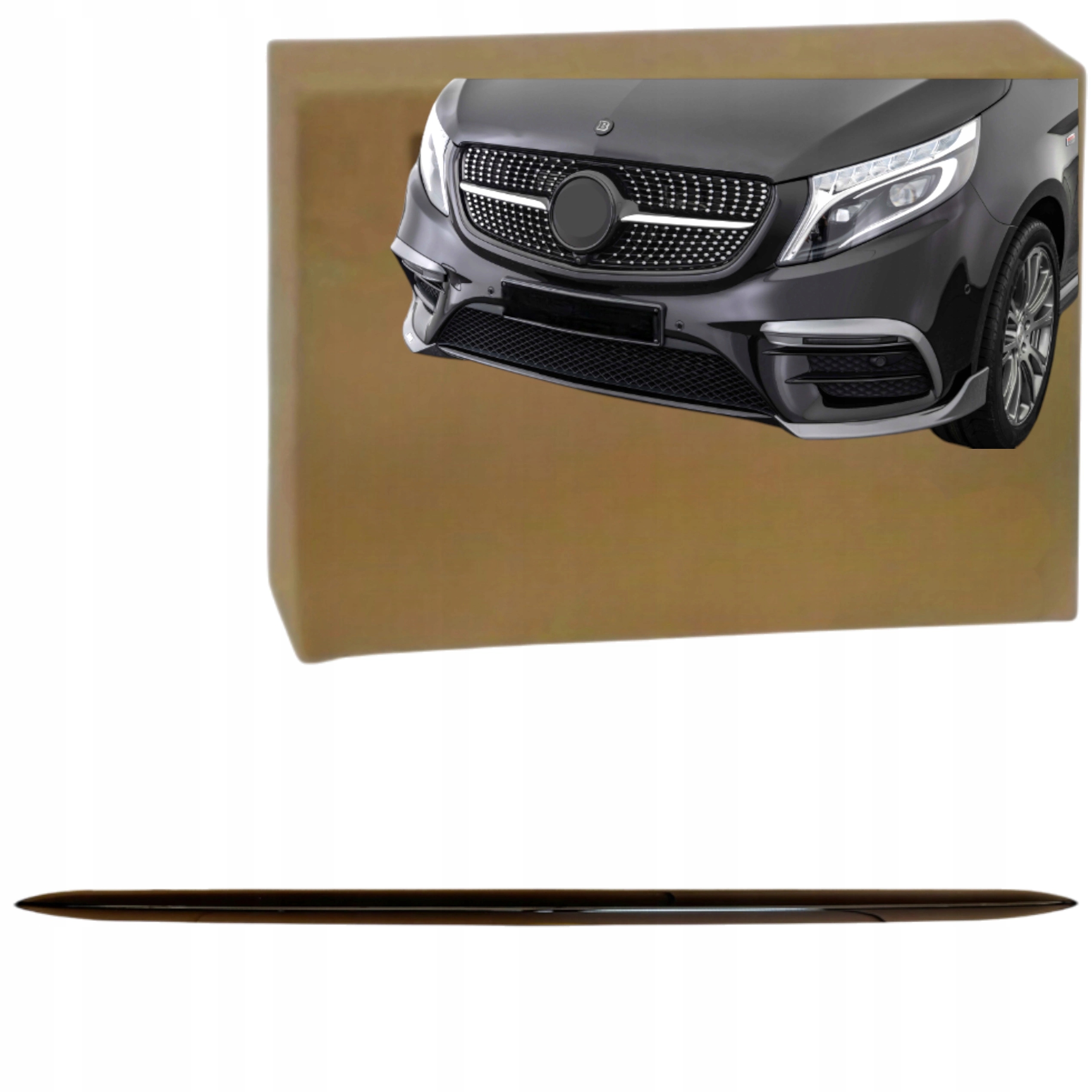 Lišta nárazníku Středové Mřížky Černá Mercedes V-klasa 447 Amg 2014-2025