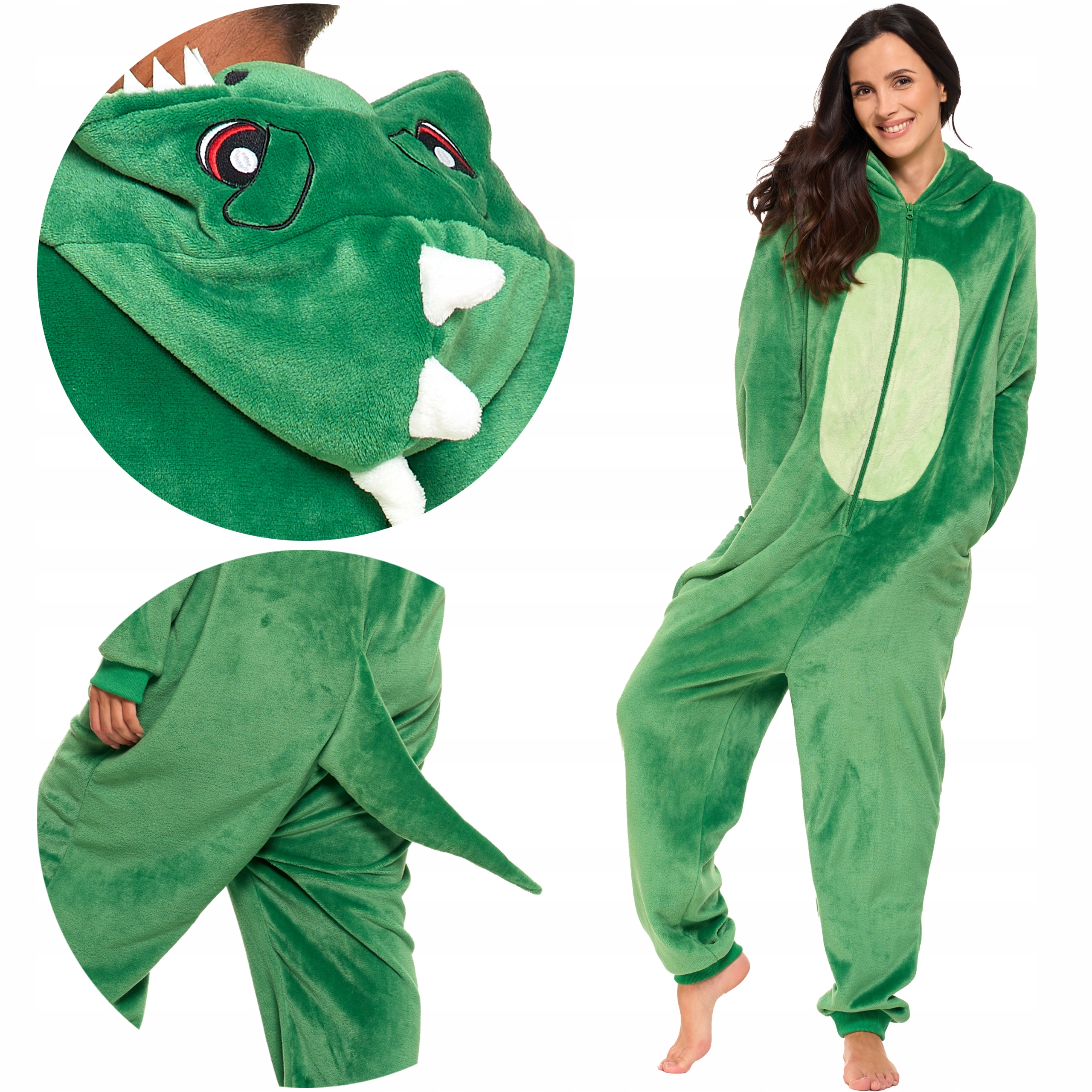 Dámská kombinéza Kigurumi Zimní Teplá s kapucí Onesie Roztomilý Dinosaurus