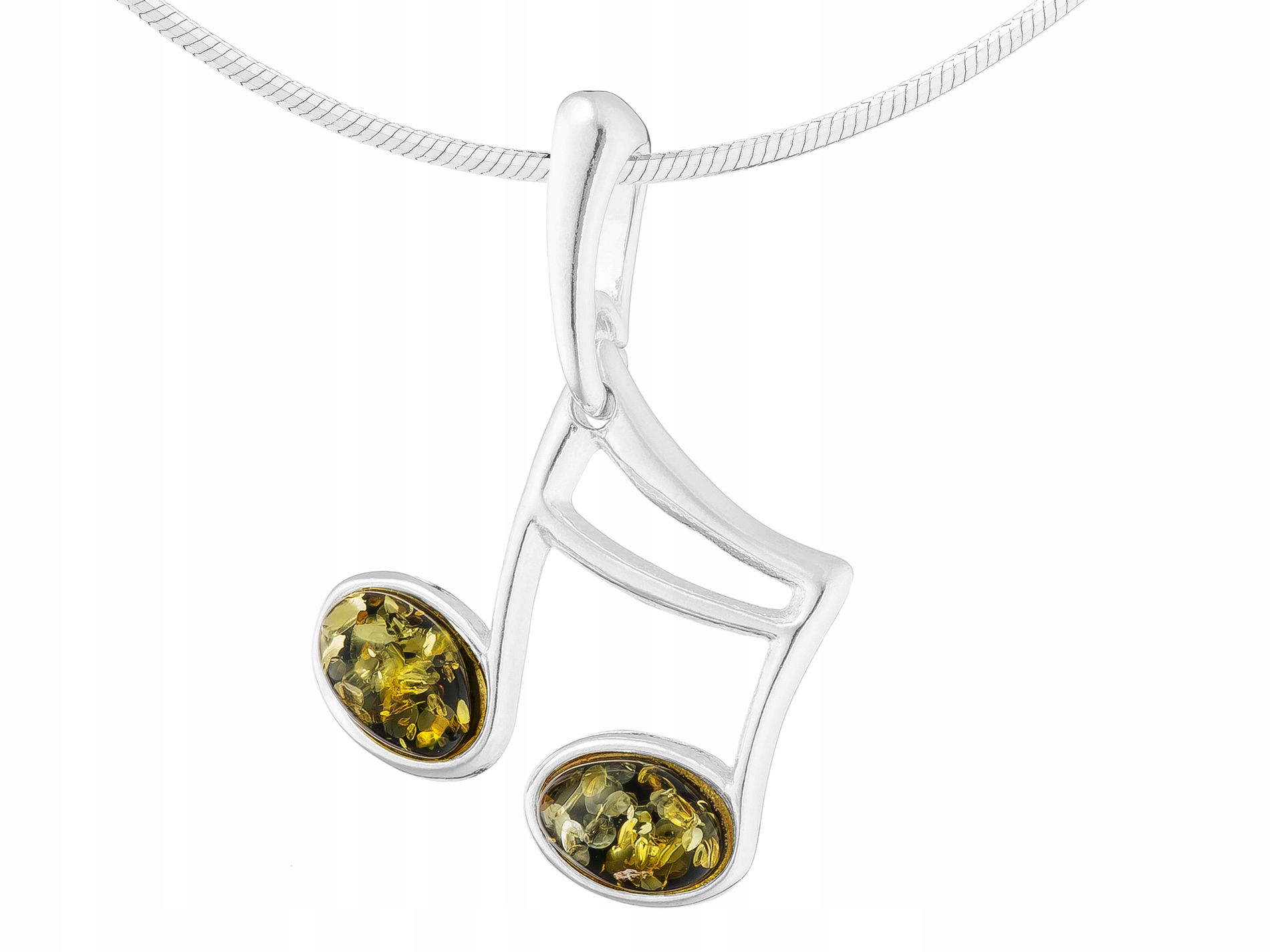 Dlouhý stříbrný náhrdelník s zeleným jantarem Nutka Šestnáctka 90 cm