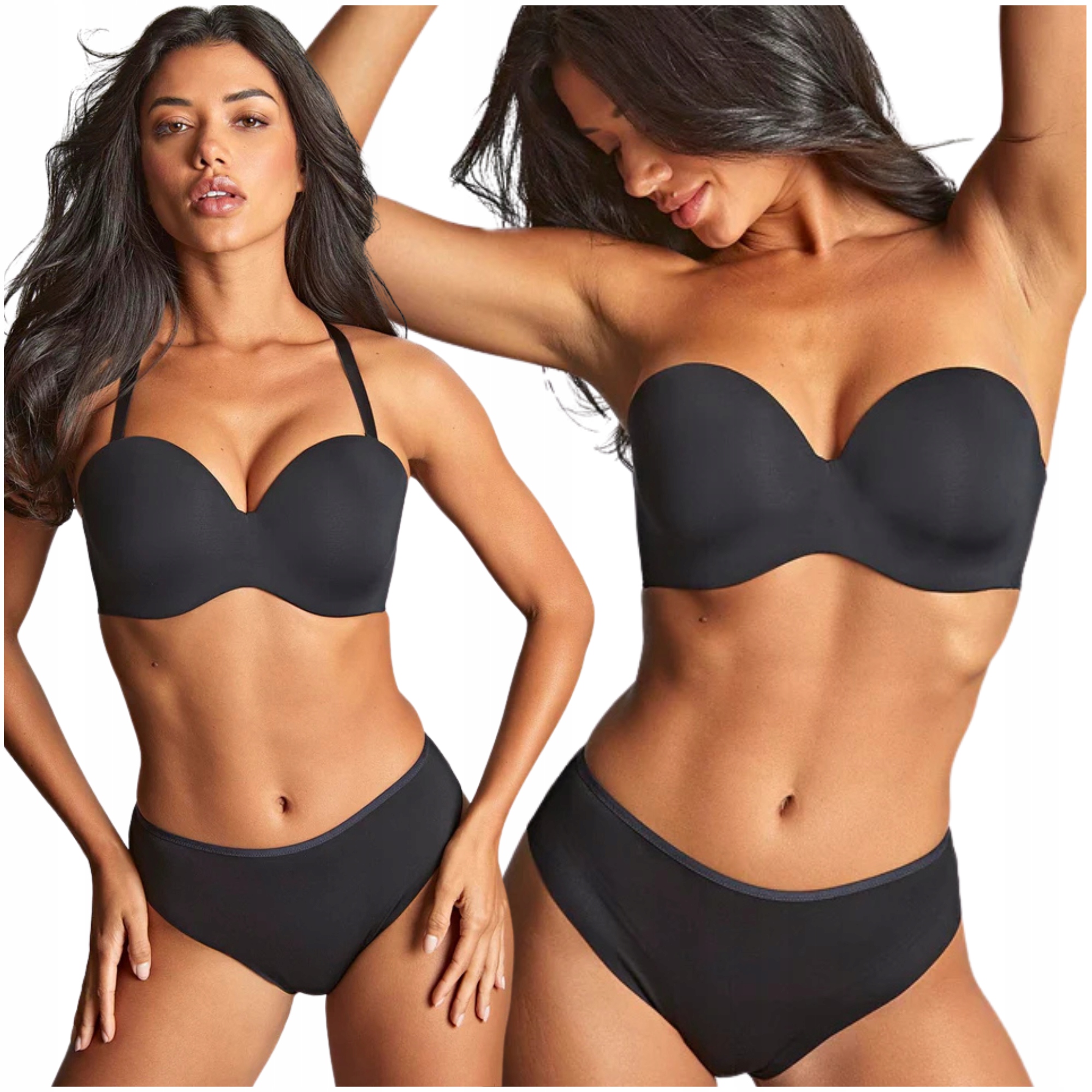 Podprsenka vyztužená bardotka strapless hladká černá Panache 365 34E/75F