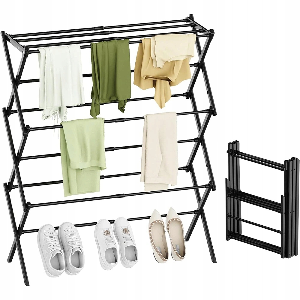 Levně 6-ÚROVŇOVÁ Sušák Pro Sušení Ručníků A Ložního Prádla Černá