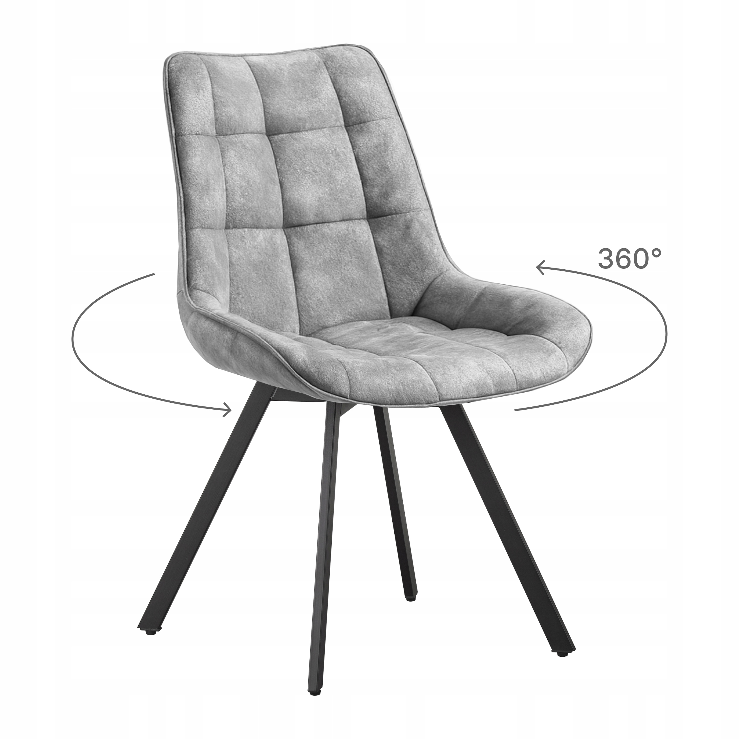 Krzesło obrotowe tapicerowane Lester do salonu jadalni Welurowe szary