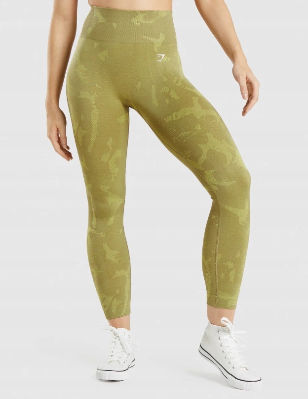 GYMSHARK LEGINSY SPORTOWE DŁUGIE ZIELONE WZORZYSTE S 0Z3E2_A*