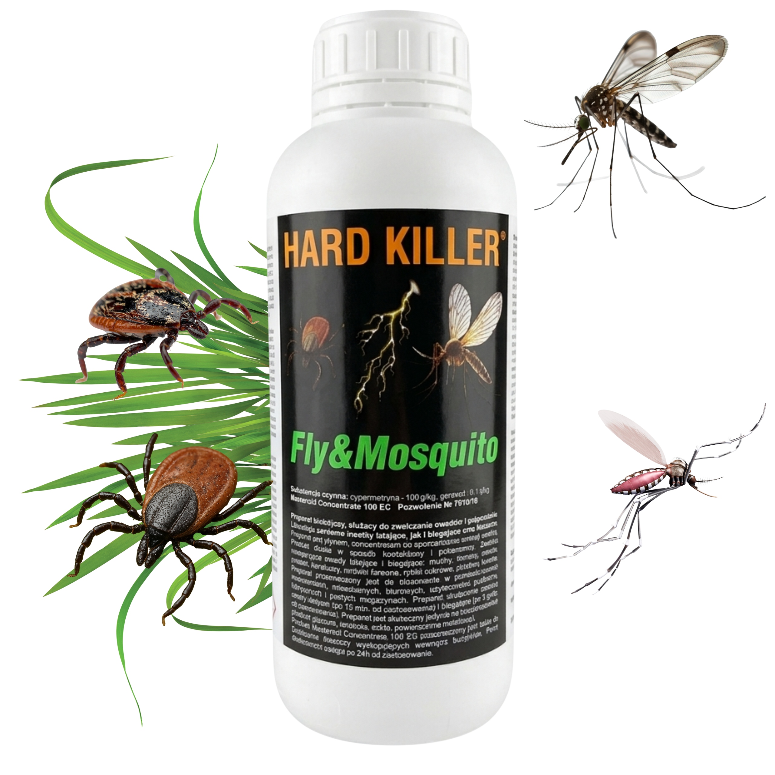 Na komáří klíšťata Hmyz Účinný silný přípravek Hard Killer 1L Koncentrát