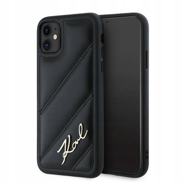 Pouzdro Karl Lagerfeld Diagonal Quilted Script pro iPhone 11 Xr černý
