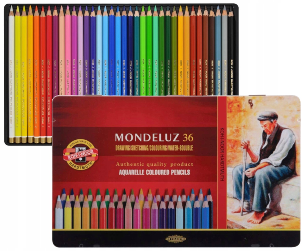 Pastelky Akvarelové Koh-i-noor 36 Barev Mondeluz V Kovové Kazetě