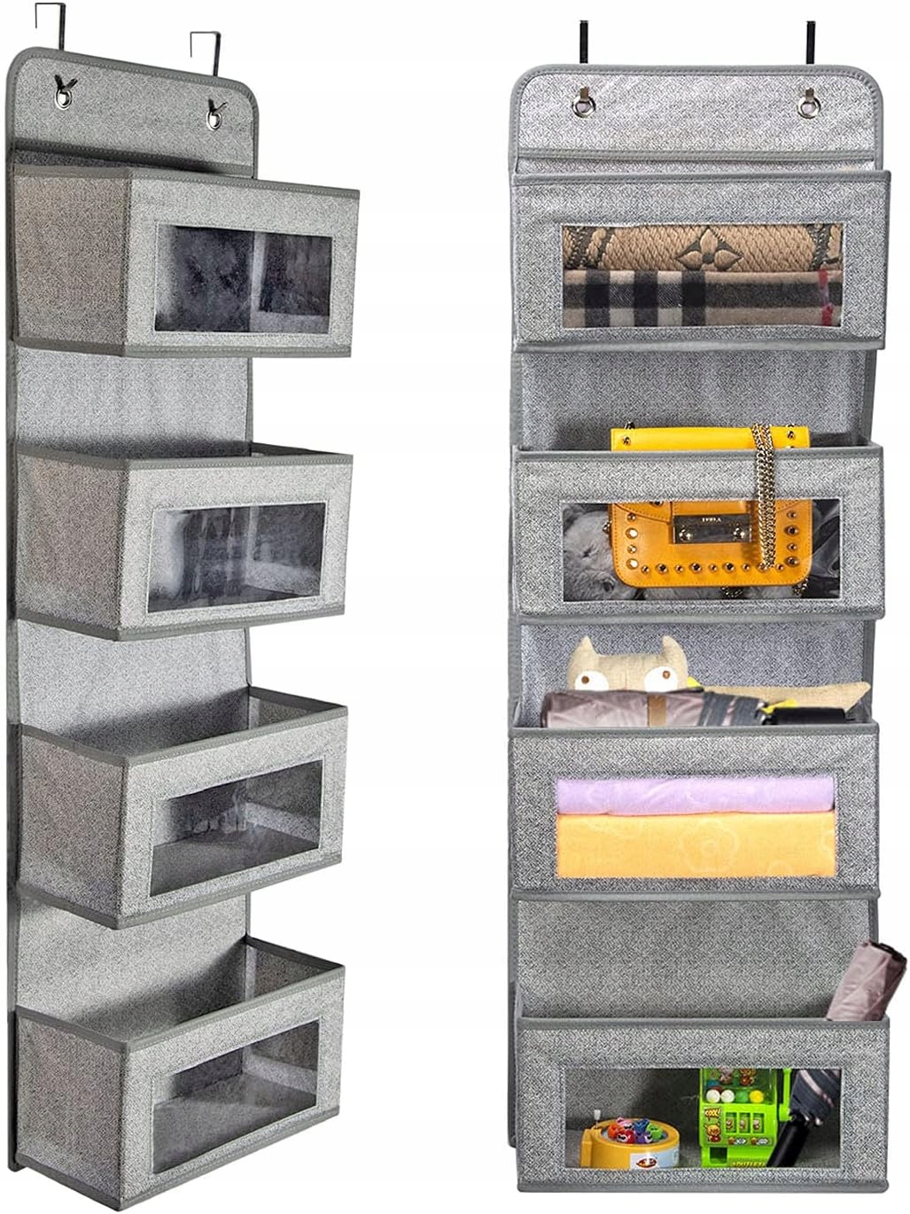 WISZĄCY ORGANIZER NA DRZWI REGAŁ MATERIAŁOWY TORBA 4 KIESZENIE SZARY DUŻY