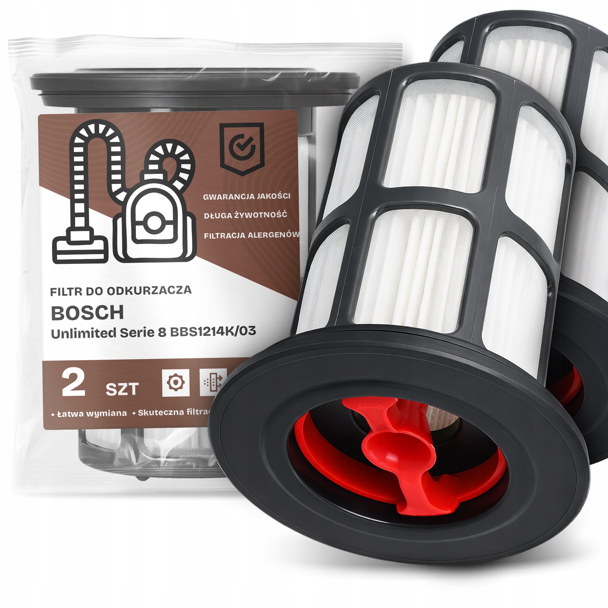 2x Filtr Do Vysavače Bosch Unlimited Serie 8 BBS1214K/03 Hepa Filtry Em-w