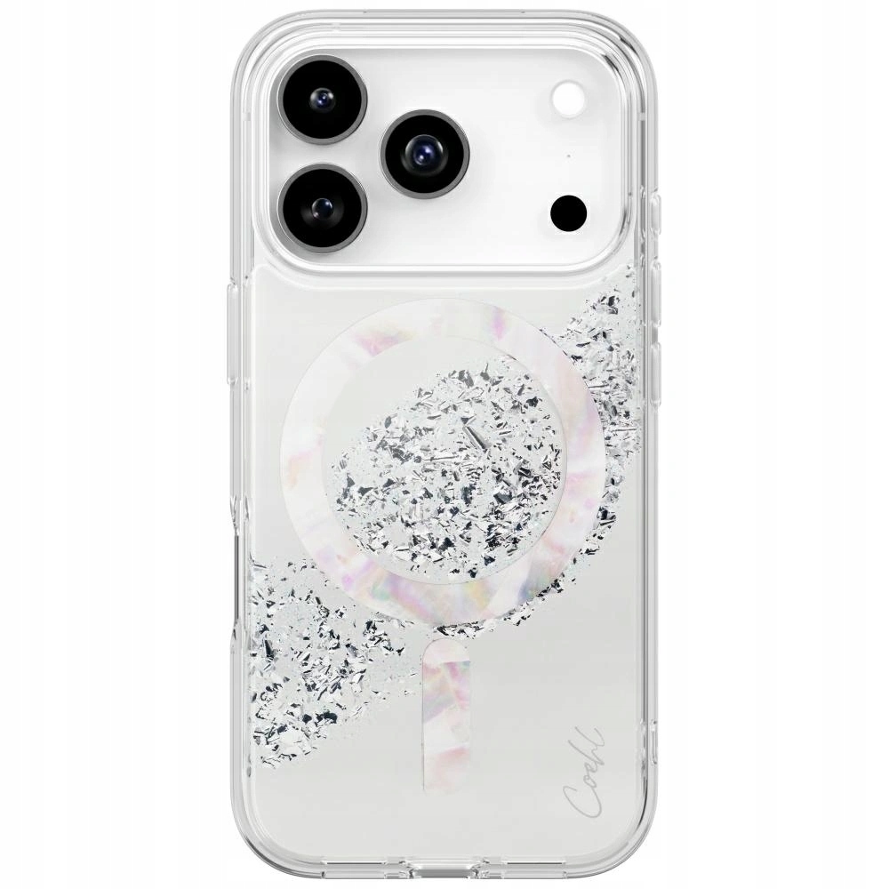Pouzdro Uniq Coehl Crystelle pro Apple iPhone 17 Pro Magnetic Charging stříbrné