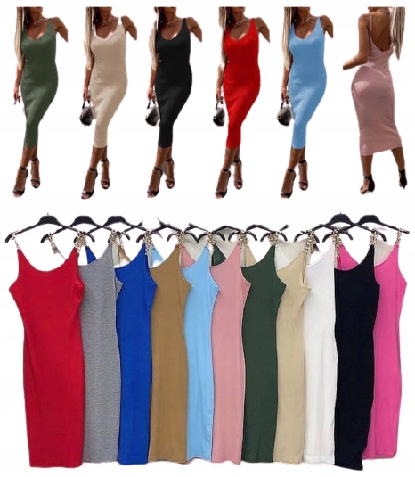 

Sukienka prążek ramiączka łańcuszki hit Chaber