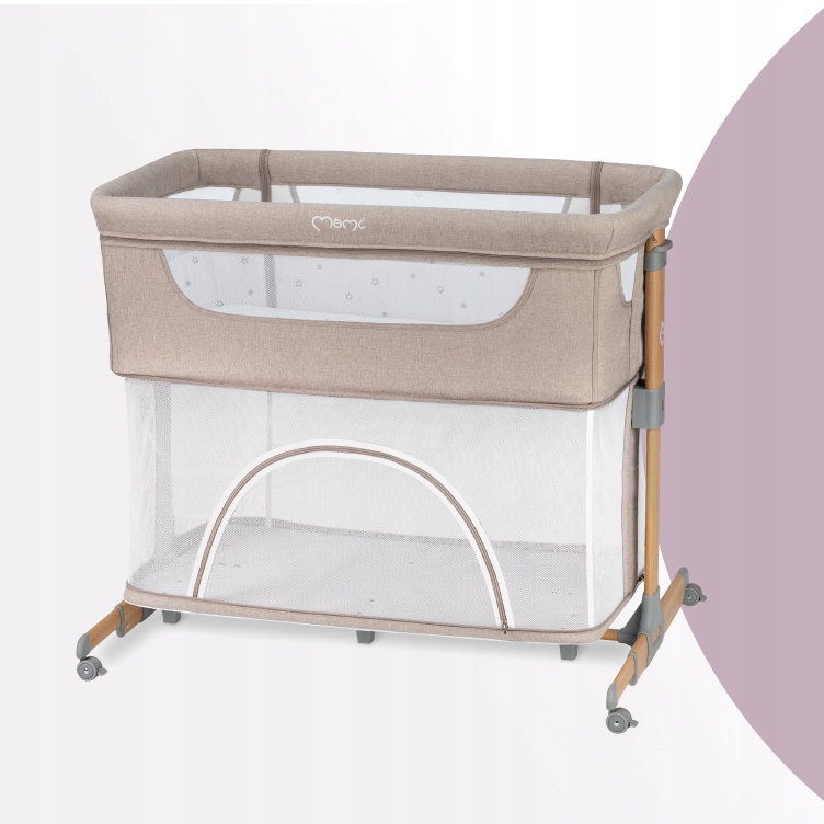 ŁÓŻECZKO DOSTAWNE 4w1 - MoMi SMART BED BEŻOWE - MATERAC POJEMNIK MOSKITIERA Marka MoMi