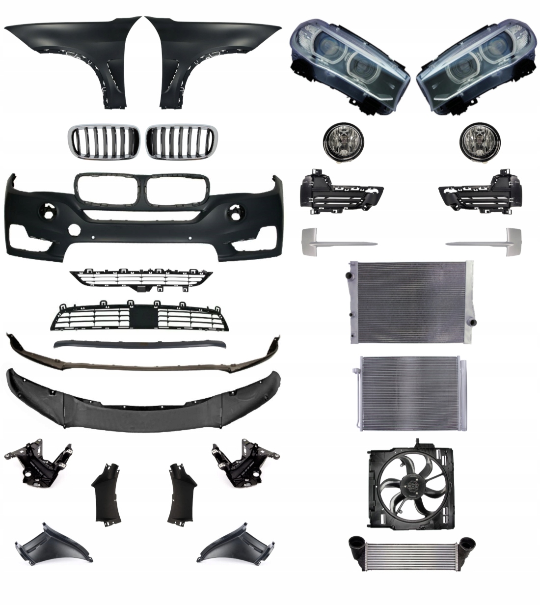 BMW X5 F15 13-19 Бампер Передня панель Решітка КОМПЛЕКТ ЗАПЧАСТИНИ