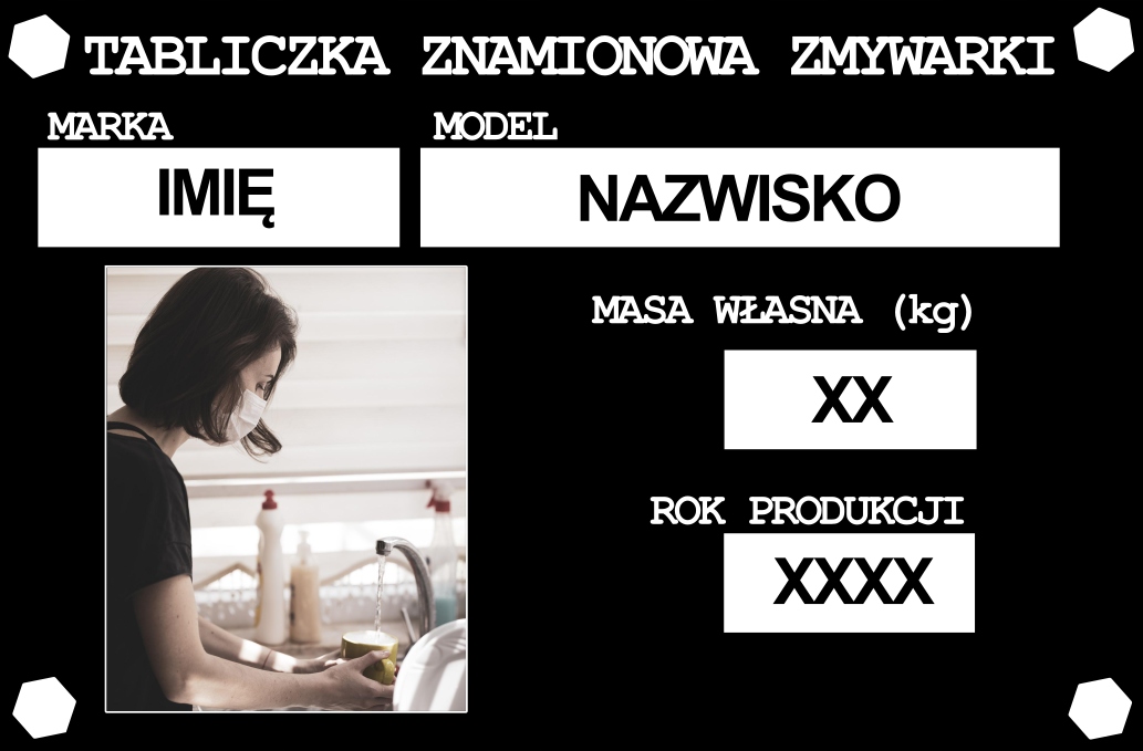 

Tabliczka znamionowa zmywarki Spersonalizowana