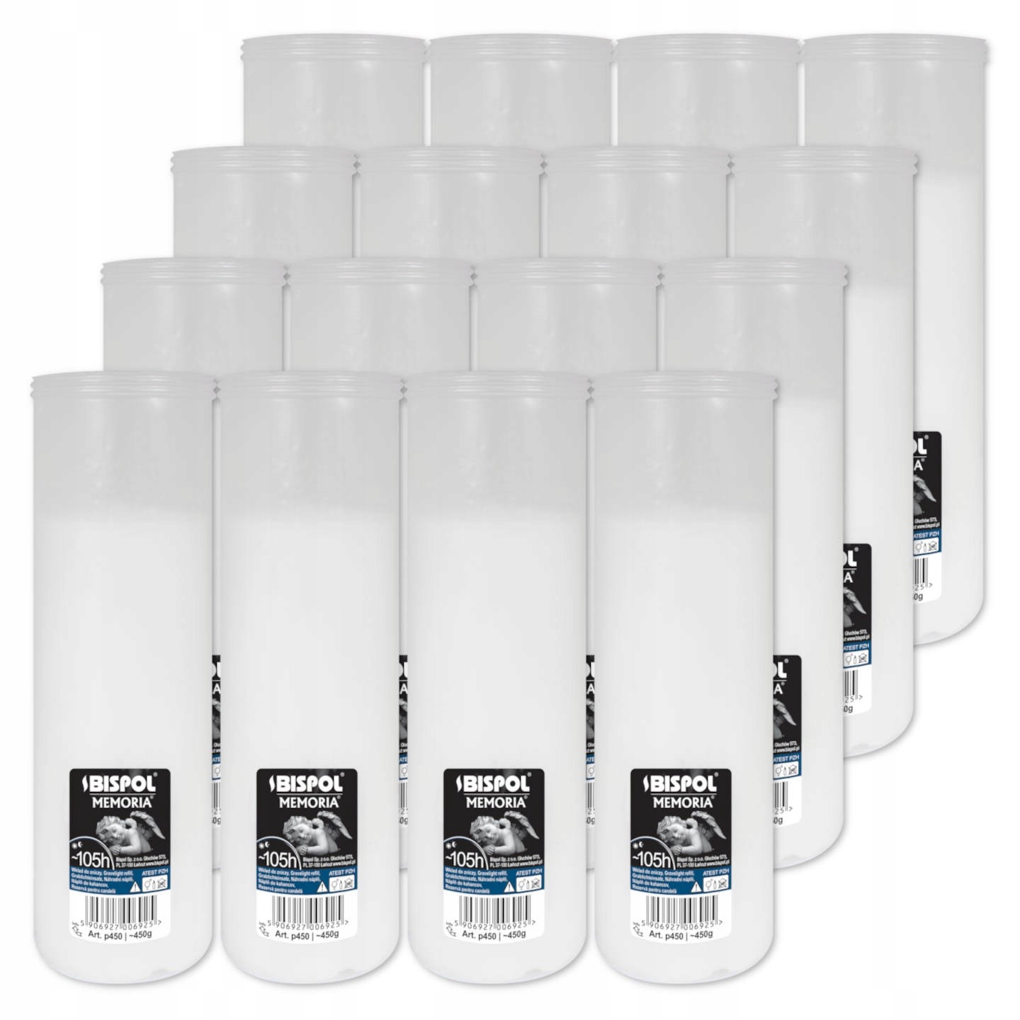 Náplně do hřbitovních svíček parafínové Bispol P450 105h 16 kusů