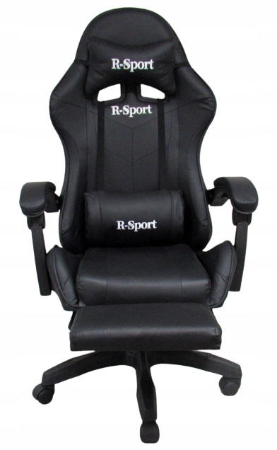 Ігрове крісло K4 R-Sport BLACK з підніжкою + маса