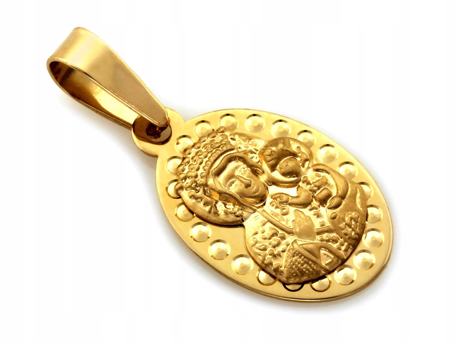 Zlatý elegantní medailon s Pannou Marií Čenstochovskou 585 14k, hmotnost 0.61 g