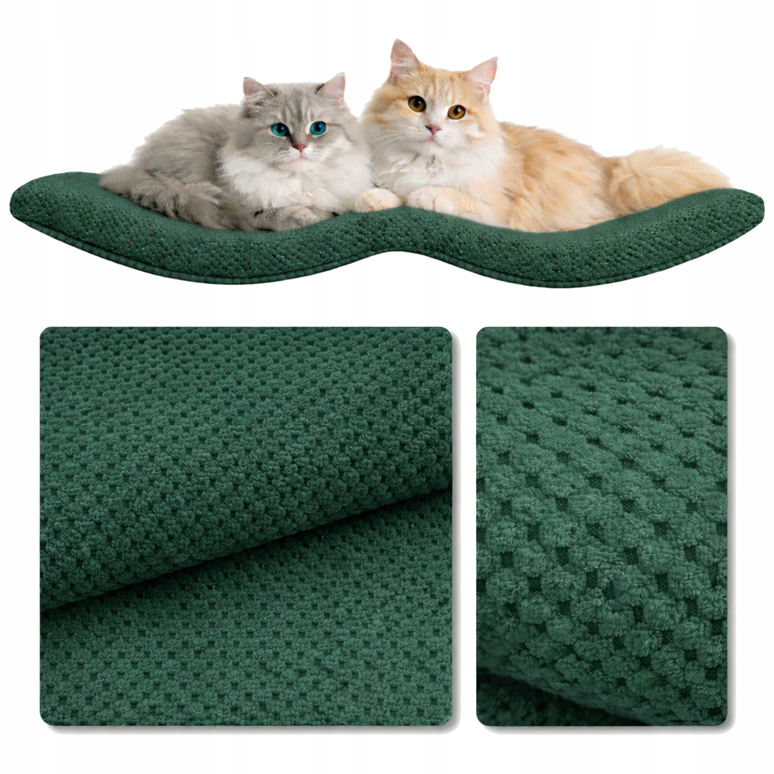 Levně Nástěnná Police Pro Kočky Závěsná Dvojitý Oblouk 100x32x4 Dot Bottle Green