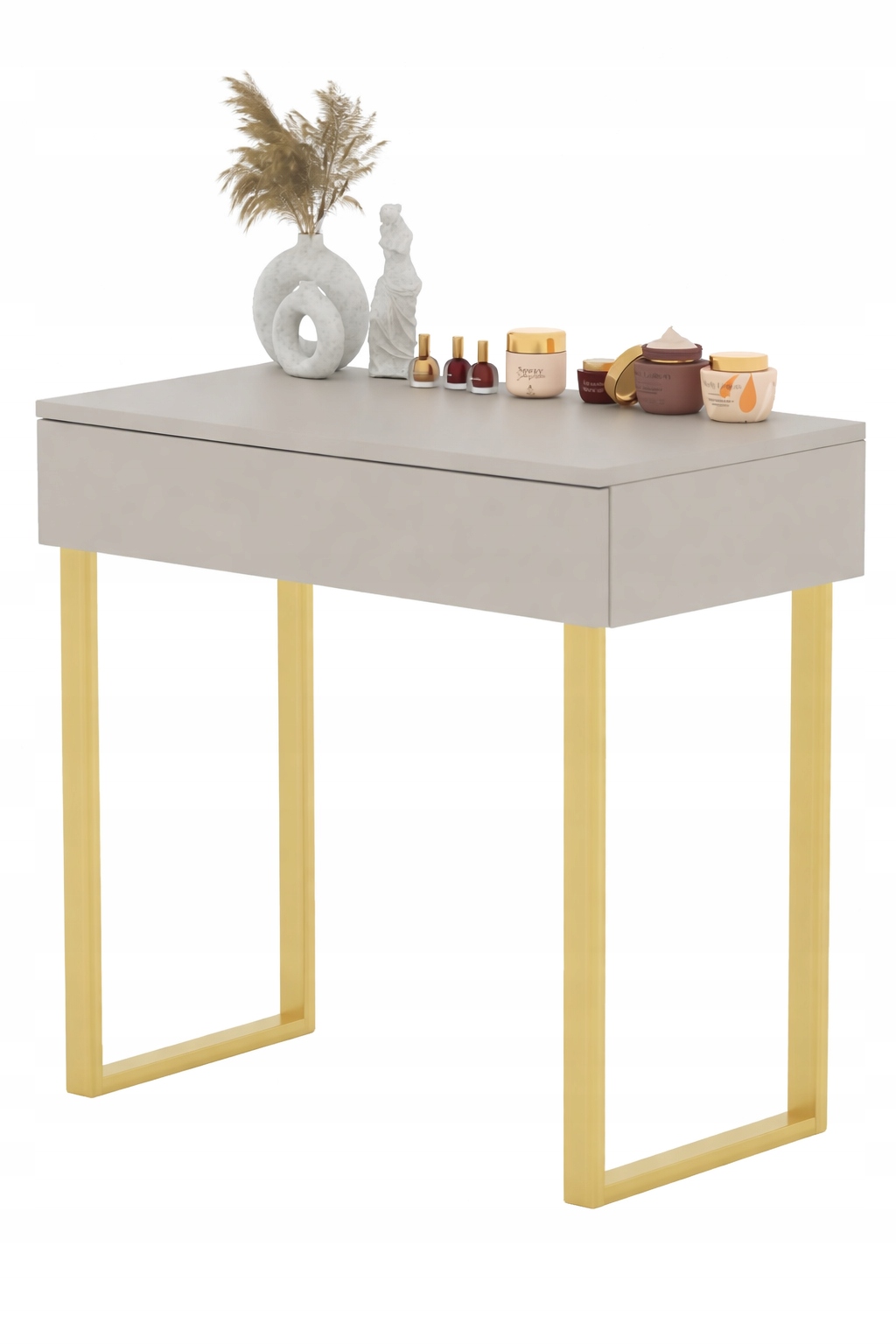 Toaletná Konzola Lena Kašmír 75 CM Zlaté Nohy Z Kovu