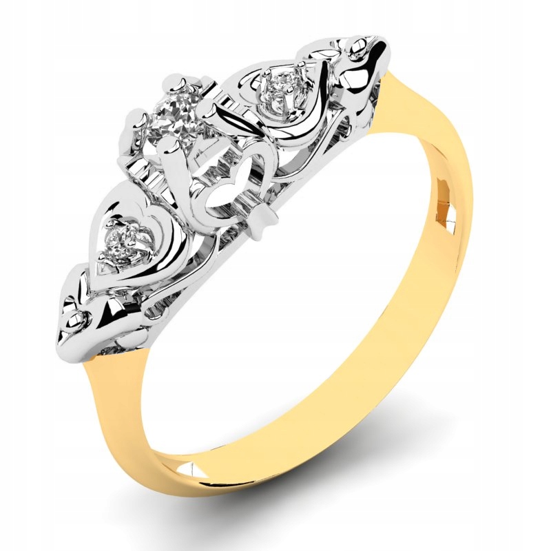 

Pierścionek Złoty Serca Topaz Z Brylantami 0,09CT