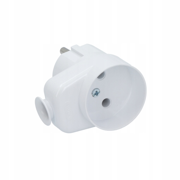 Wtyczka kątowa z gniazdem 2P, 16A, biała
