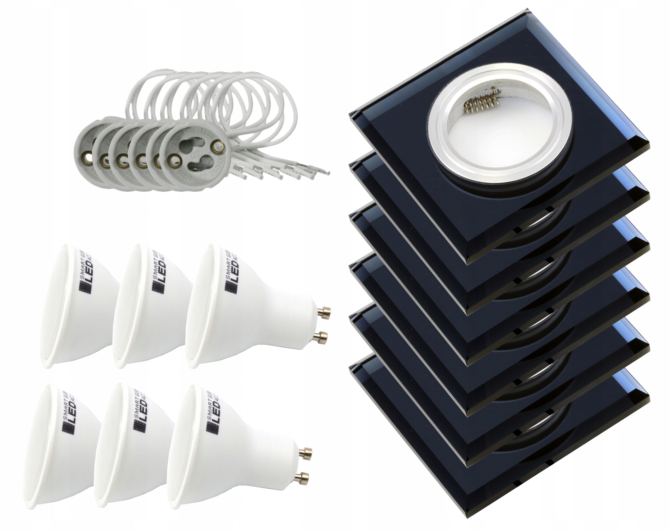 

6x Oprawa halogenowa Szklana 6x Led GU10 5W