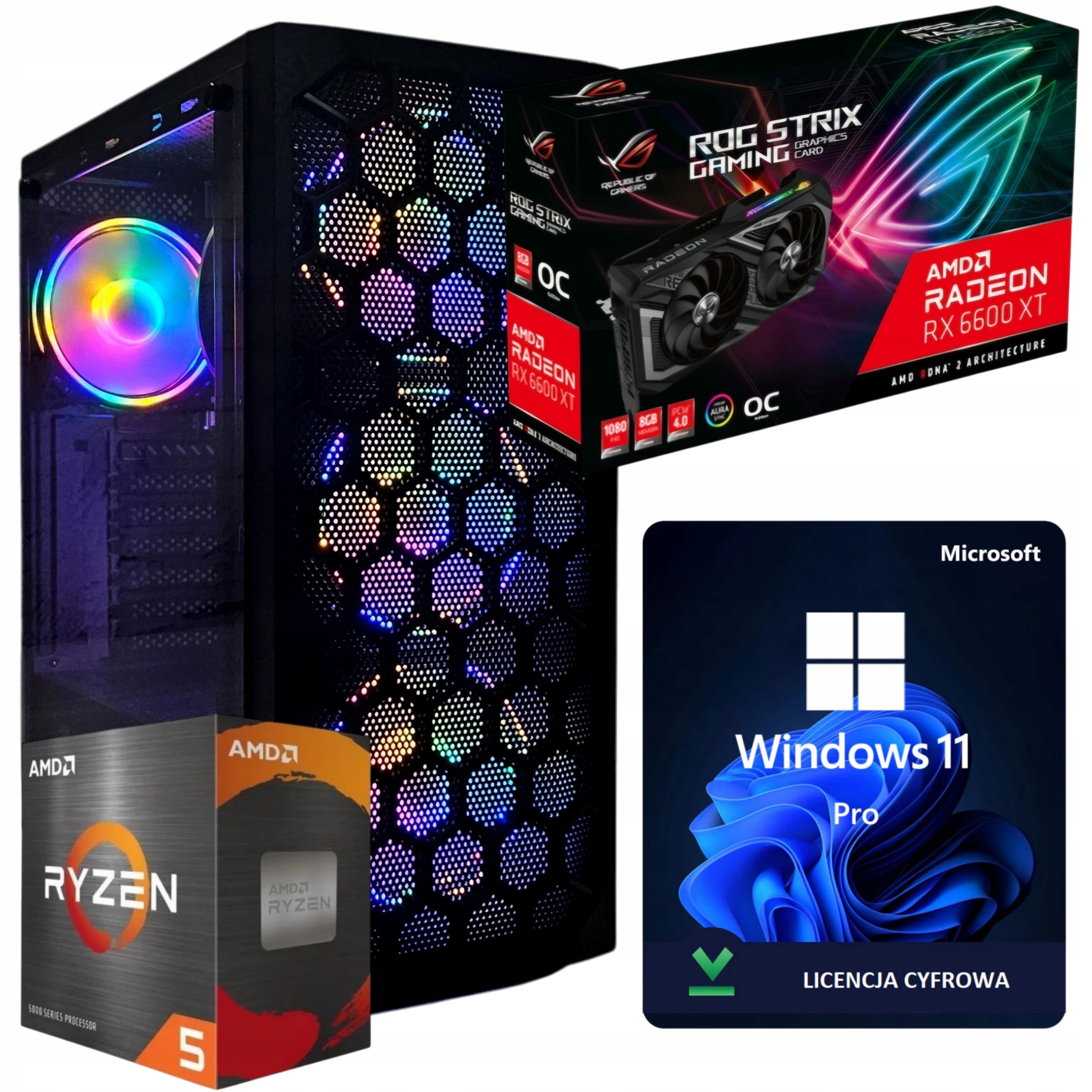 Herní Pc Ryzen 5 3600 32GB Rx 6600 8GB Wi-Fi WIN11