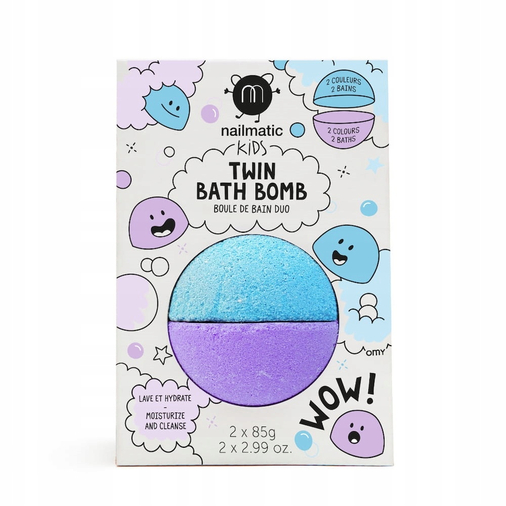 Nailmatic Kids Podwójna kula do kąpieli dla dzieci Blue/Violet, 170g