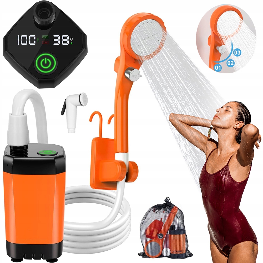 Turistická Sprcha Kempingová Usb Pumpa 6000MAH Přenosná Sada S Hadicí 2M