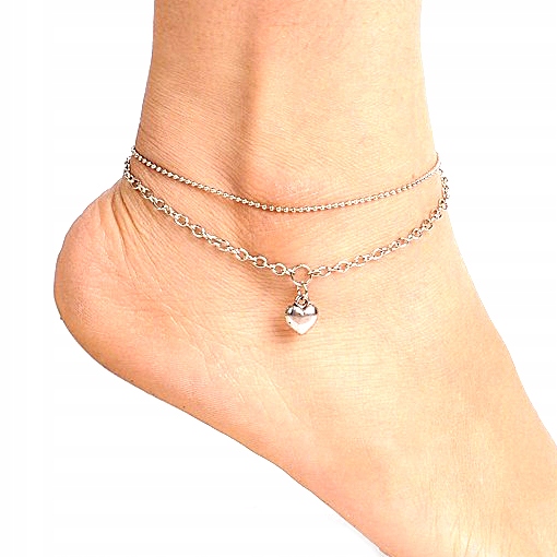 

Bransoletka Na Kostkę Nogę Serce Serduszko Charms