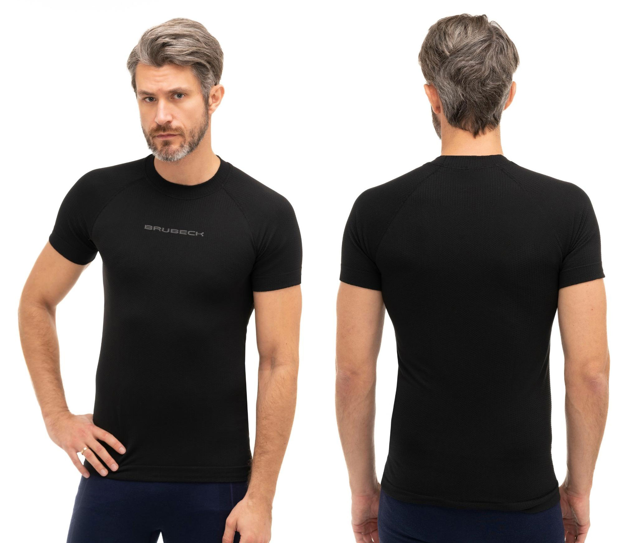 Koszulka termoaktywna do biegania męska Brubeck 3D Pro czarna M