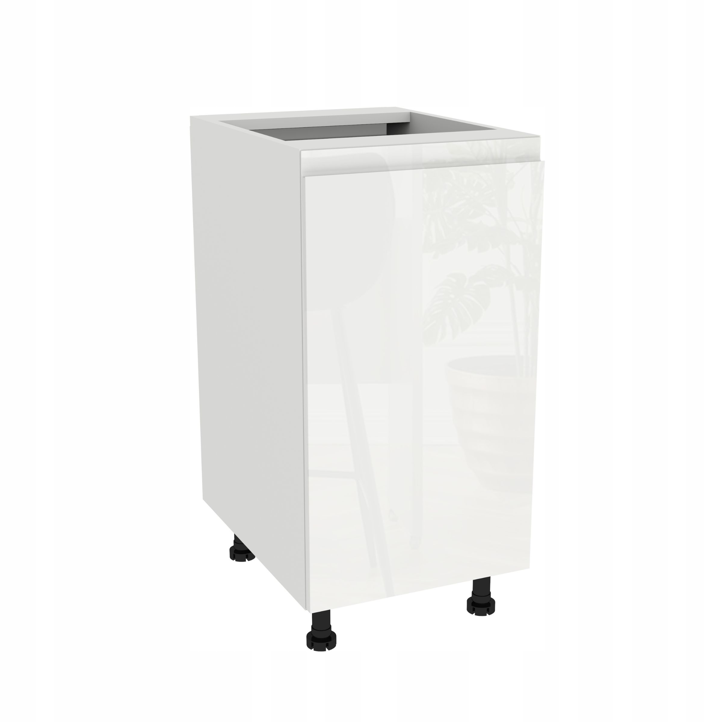 Spodná kuchynská skrinka 40 Frezo Biela predná časť Bezúchytková Biela Akryl Lesk