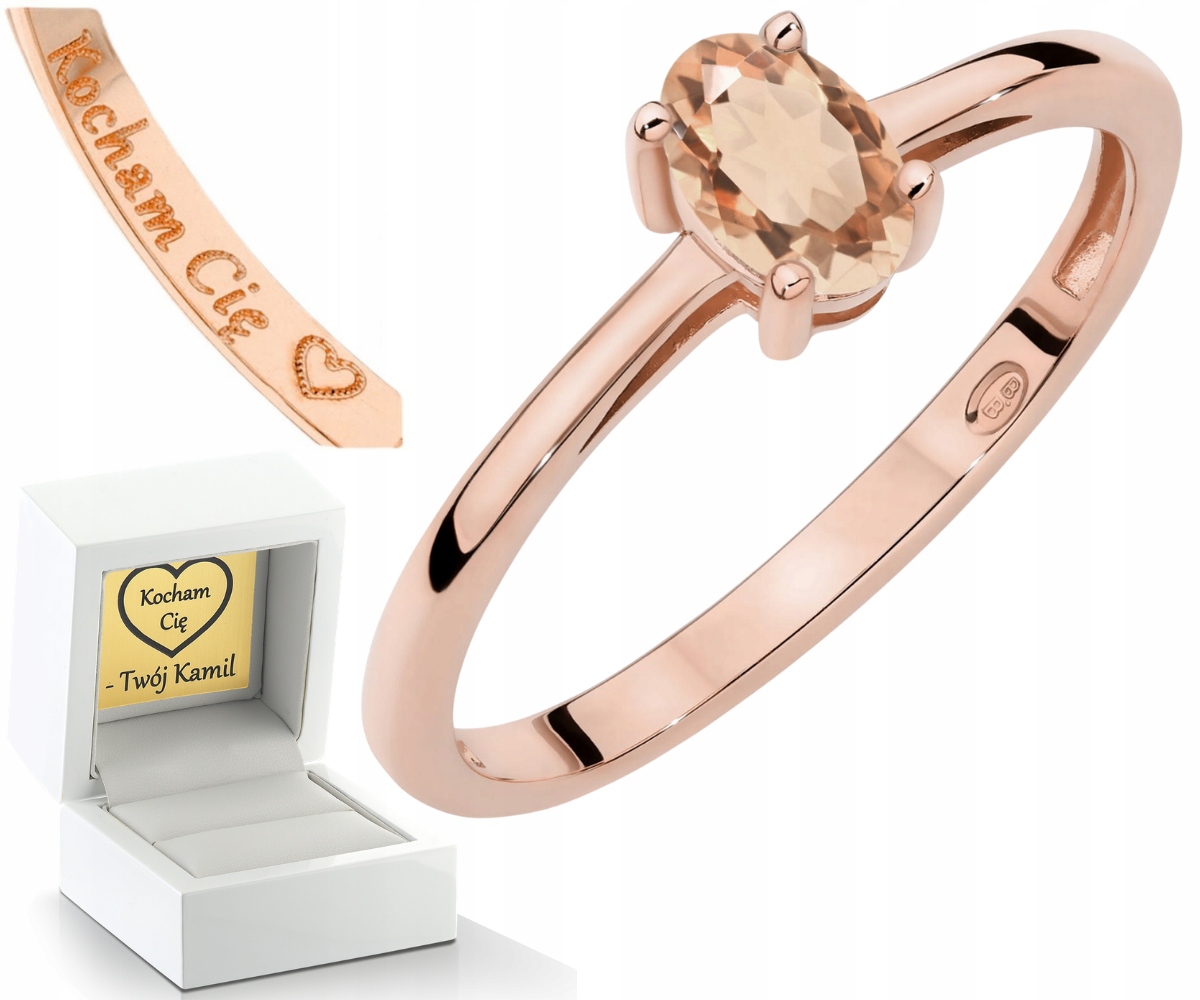 Růžové Zlato Prstýnek S Morganitem Zlato 585 Dárek Gravírování
