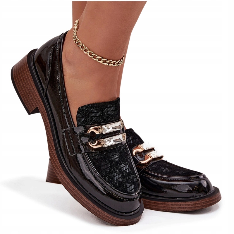 Dámské Mokasíny Z Přírodní Lakované Kůže D&a MR52-173 Černé 38