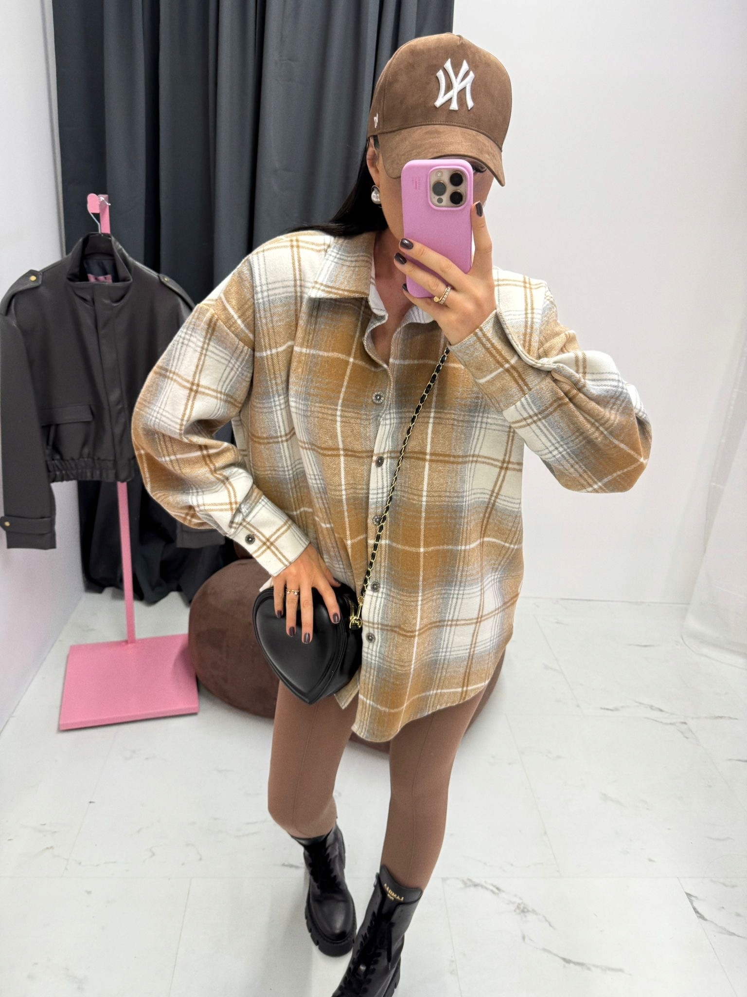 Flanelová Košile S Kostkovaným Vzorem Karamel La Milla Oversize
