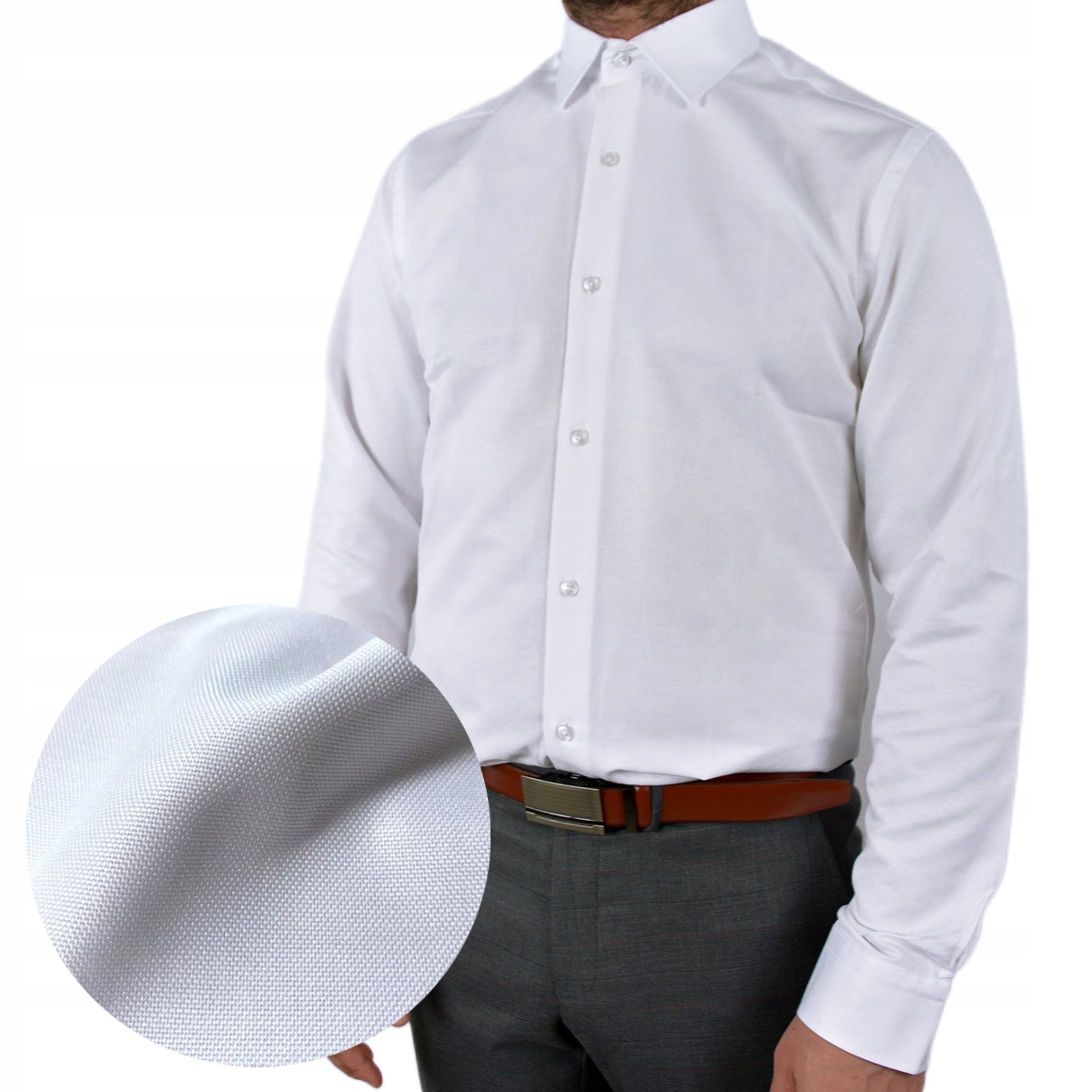 KOSZULA MĘSKA BIAŁA Z TKANINY OXFORD Regular XXL