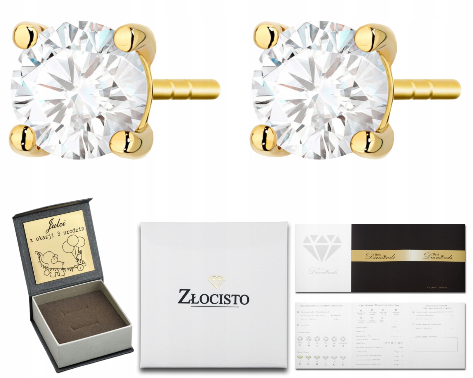 Zlaté Náušnice S Laboratorními Brilianty 1,00 Ct V Ryzosti Zlata 585