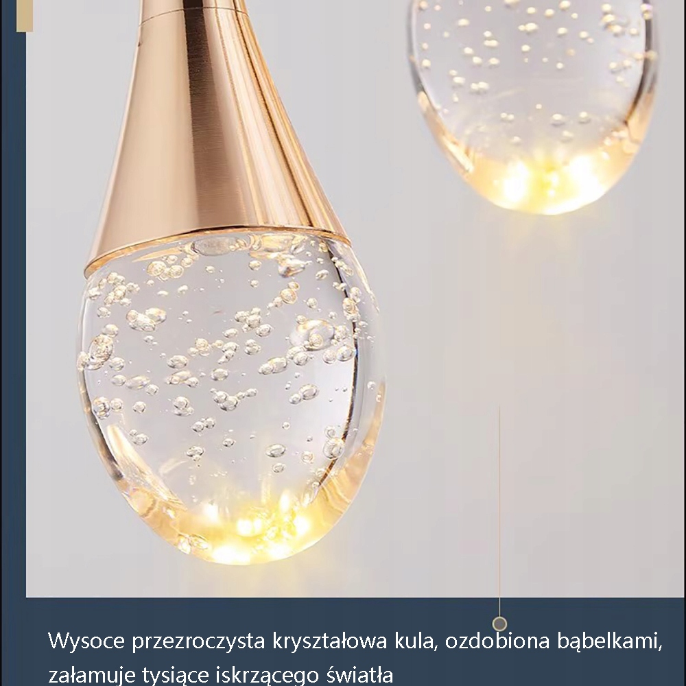 LED Podwójna głowica Mała talia Pokój dzienny Kryształ Żyrandol Długość/wysokość 200 cm