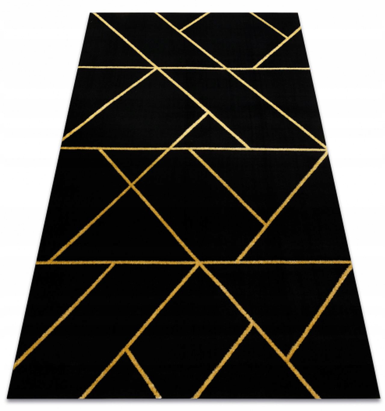 Ekskluzywny Dywan Do Salonu Glamour Geometryczny czarny/złoty 180x270 cm