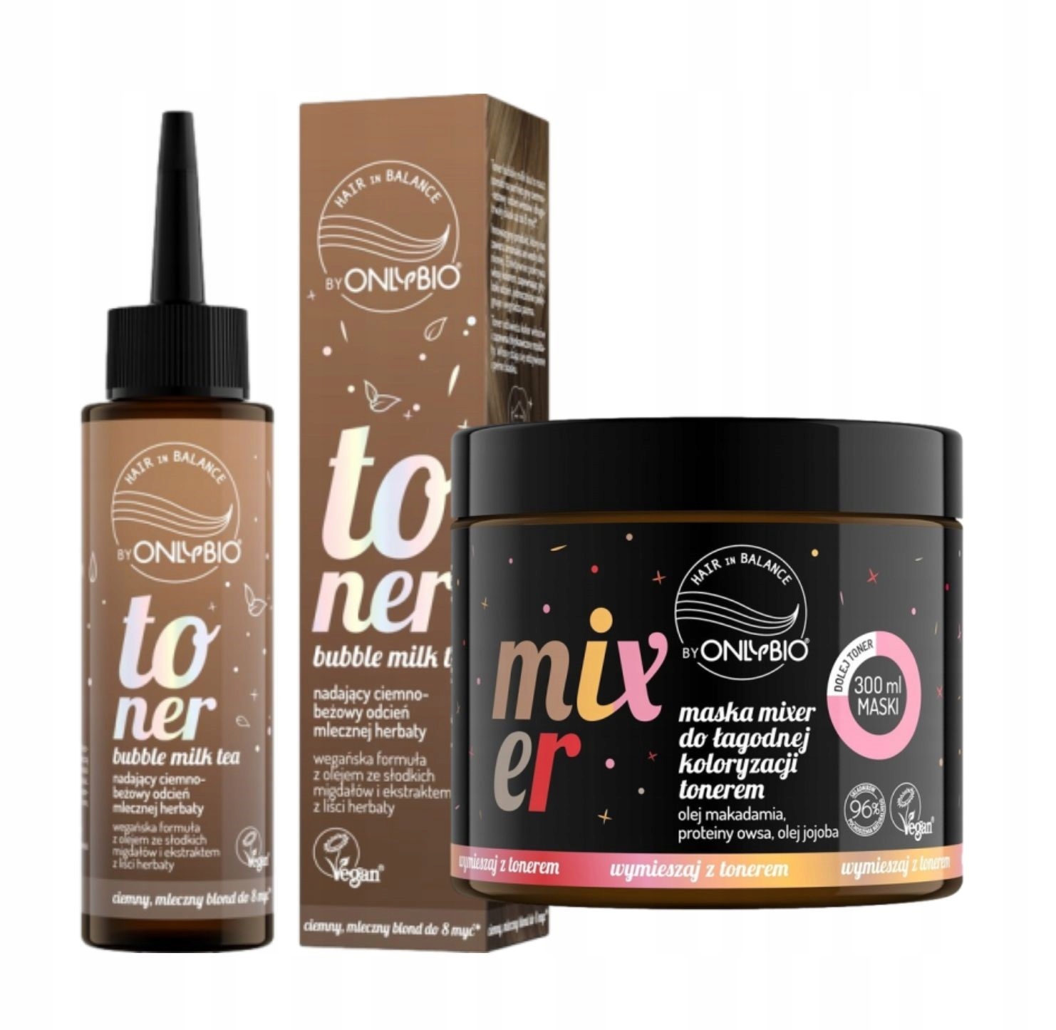 Sada Onlybio Toner na vlasy Barva Bubble Milk Tea Mixer Maska