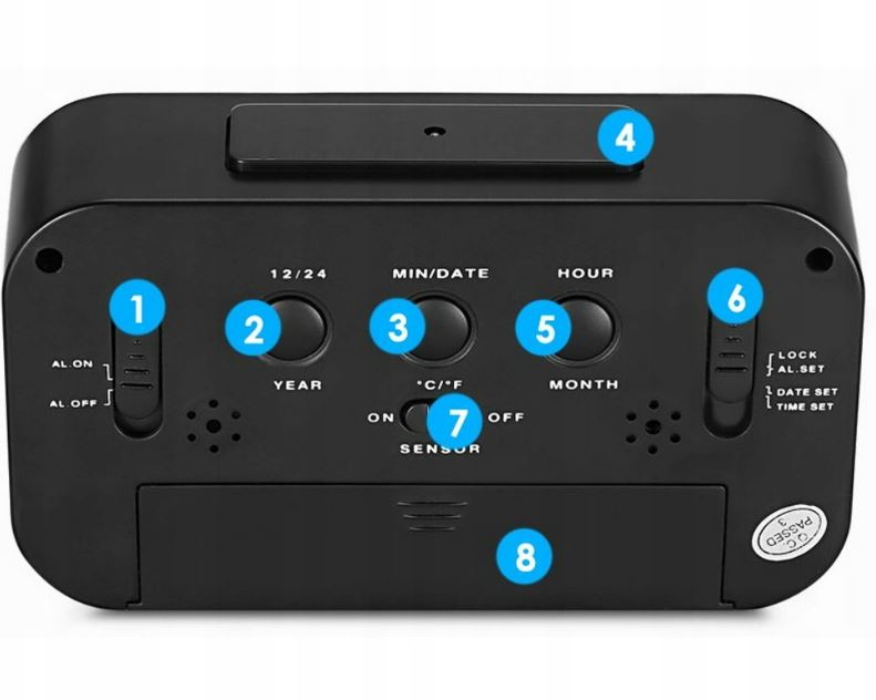 BUDZIK PODŚWIETLANY ZEGAREK LCD TERMOMETR ALARM ŚWIECĄCY LED PODŚWIETLENIE Typ budzik