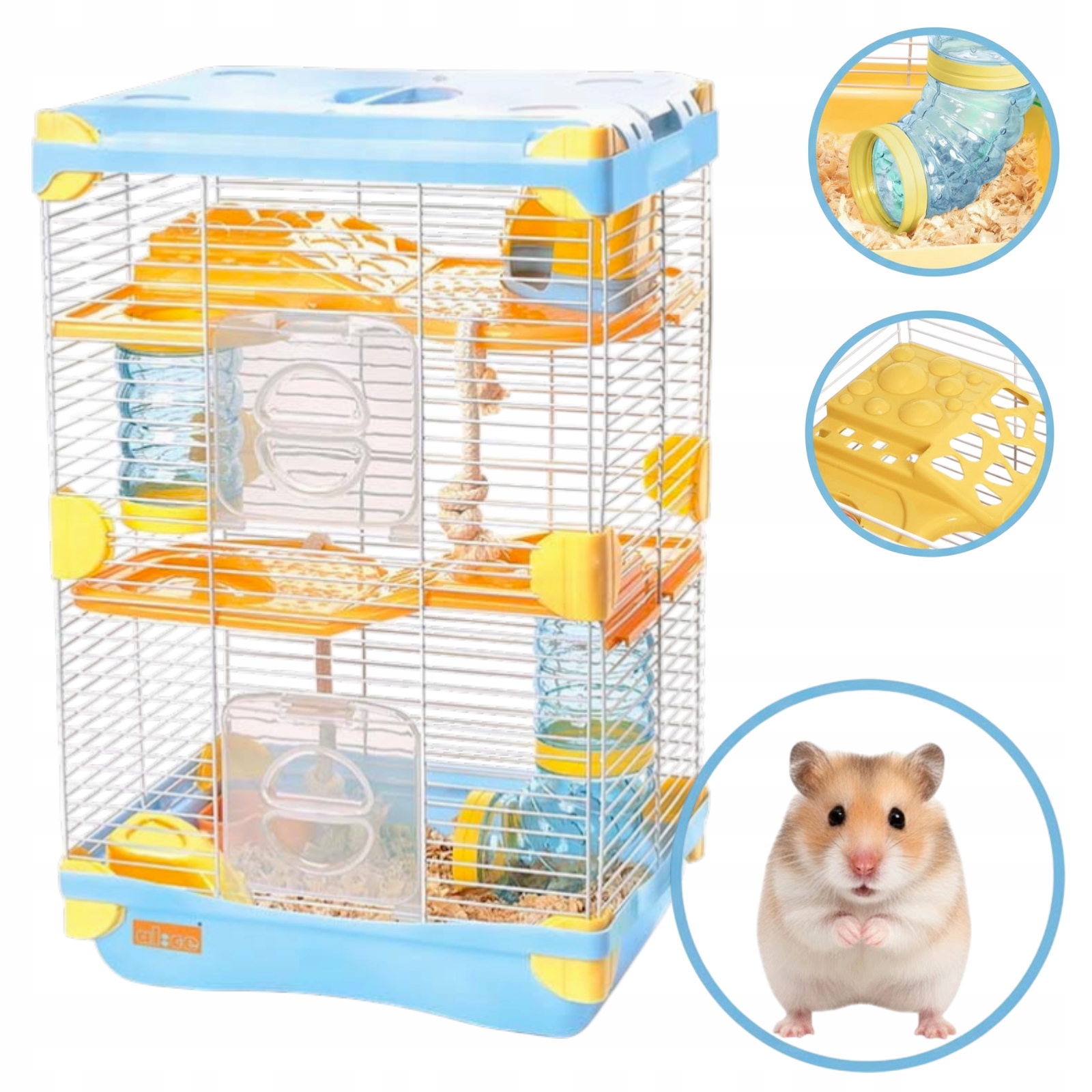 Klatka dla Gryzoni Chomika 28x21x43cm +akcesoria Łatwy Montaż Przestronna