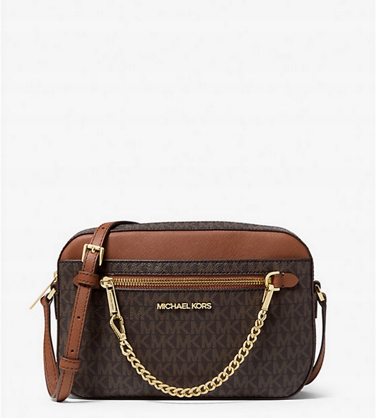 MICHAEL KORS torebka damska,crossbody Jet Set brązowa logowana z