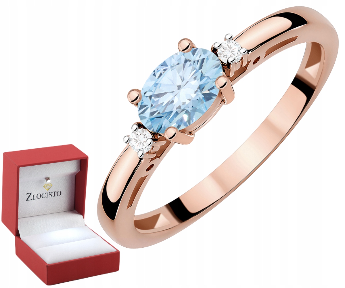 Prstýnek 14K Růžové zlato 0,50 ct Diamant Lab. Modrý Dárek Gravírování