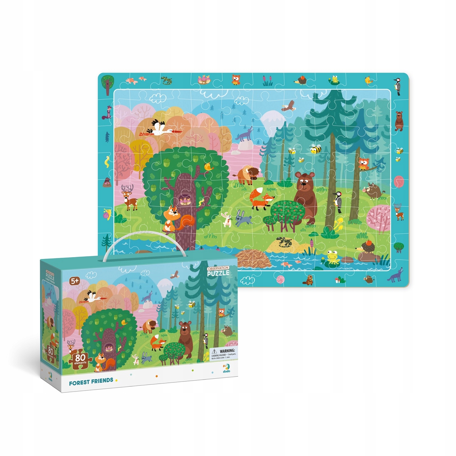 

Puzzle Dodo Obserwacyjne Leśni Przyjaciele 80 elem