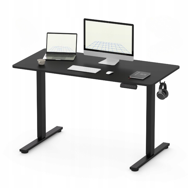 Elektrický nastaviteľný písací stôl 120x60 čierny, ergonomický do kancelárie domu